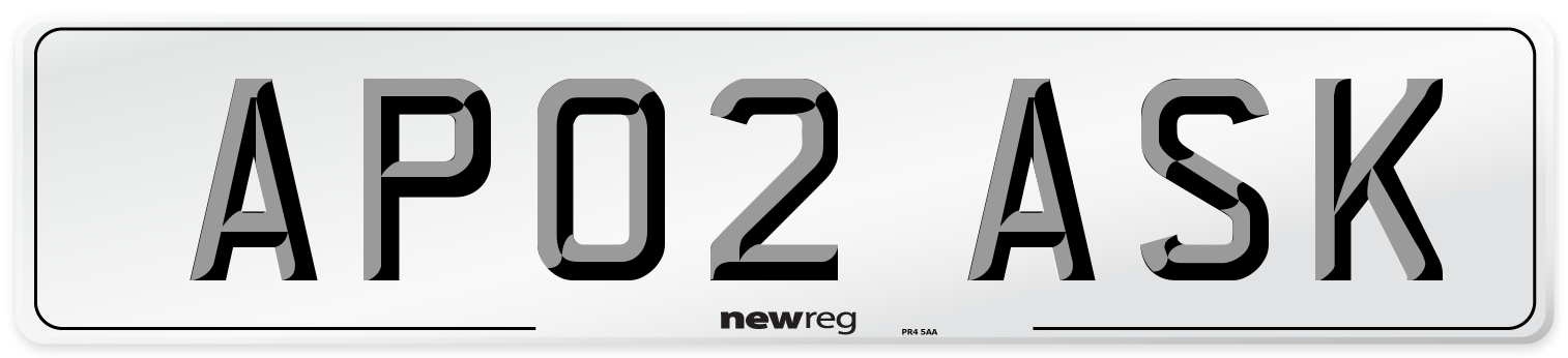 AP02 ASK Number Plate from New Reg
